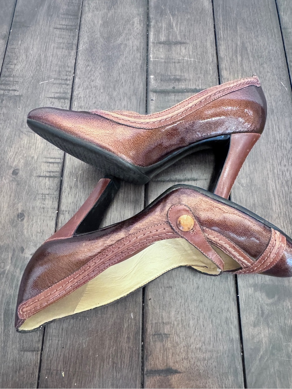 Vtg Cole Haan Mary Jane Stacked Button Strap Pump Heel Women’s Size 5.5 - Picture 10 of 13